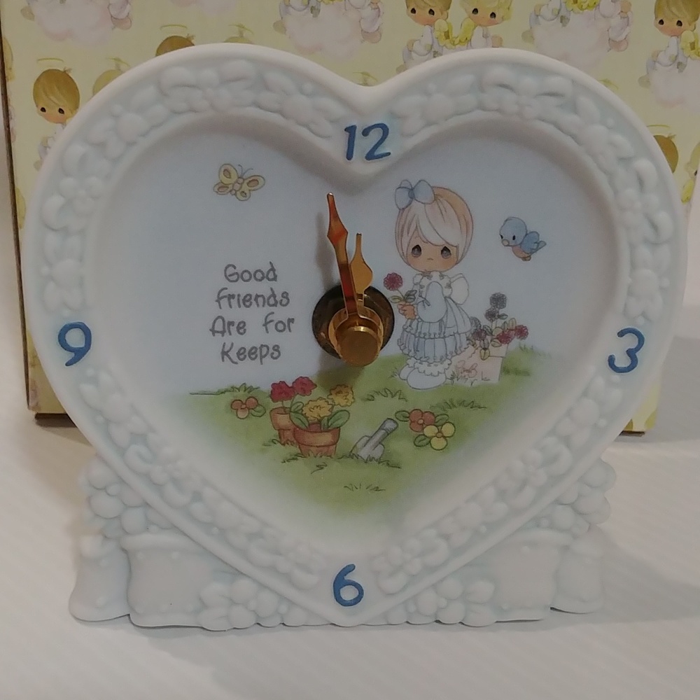 Precious Moments Heart Desk Clock "Good Friends Are For Keeps" 1998